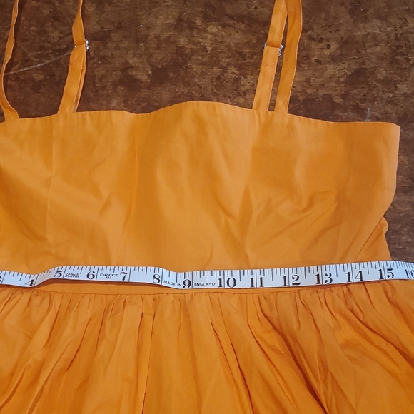 Orange Pleated Tiered Mini Sundress - Picture 5 of 7